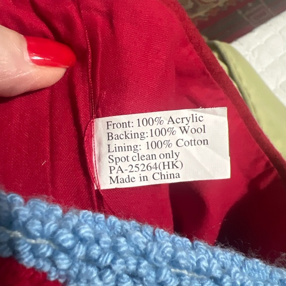 Vintage Hand Hooked Christmas Stocking | Santa Penguins | 17” Wool Backing - Picture 6 of 6